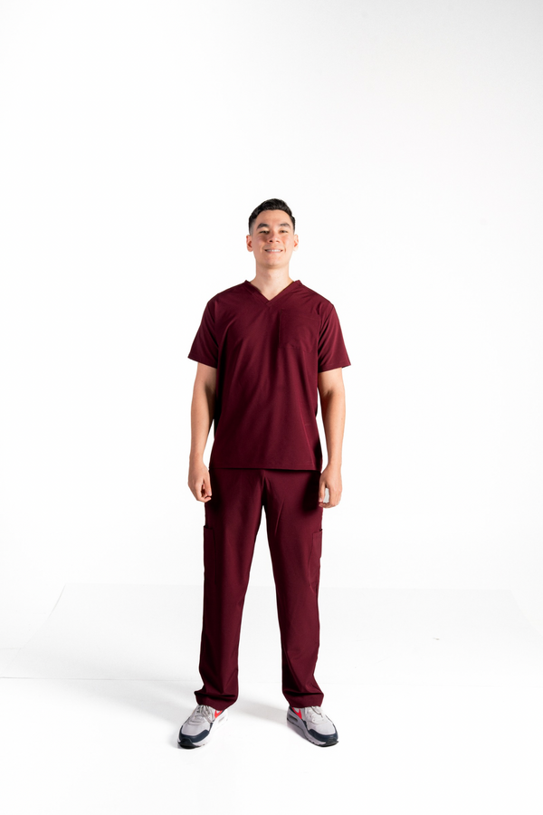 Borgoña Pantalón de uniforme médico Althea Basics para hombre