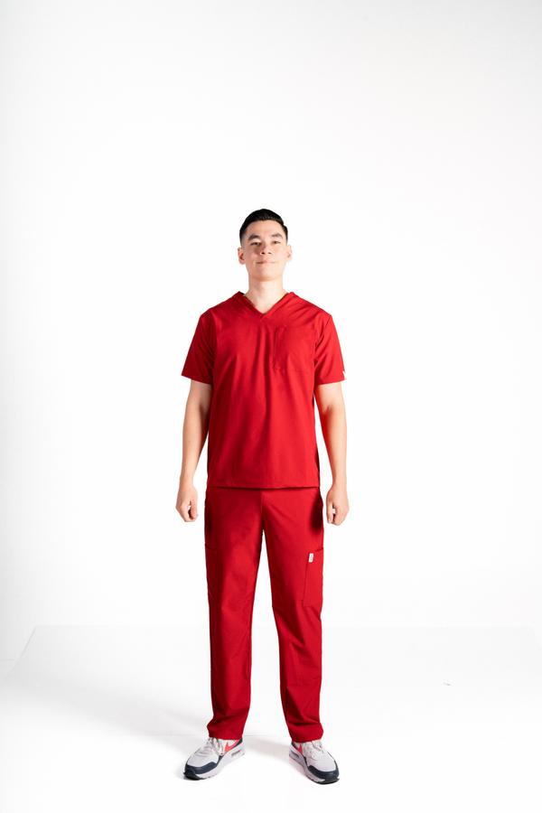 Rojo Carmesí Pantalón de uniforme médico Althea Colors para hombre